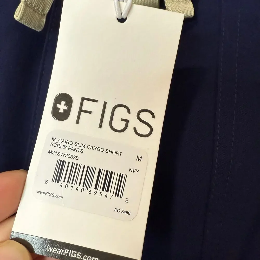 Figs Men's Cairo Scrub Pants Slim Cargo Pockets Navy Blue NEW Medium Short